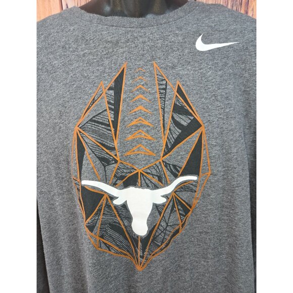 Texas Longhorn Nike Mens Dri-Fit Long Sleeve Shirt XL Athletic Cut Gray - Picture 3 of 7